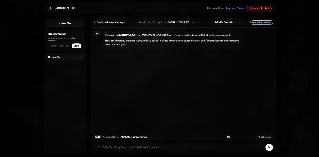 SVRNITY AI - Plateforme SaaS d'Intelligence Artificielle